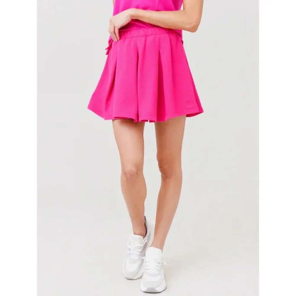 MONROW Skirt Womens Small Pink Pleated Tennis Skirt Pull‎ On Mini Soft Flounce